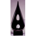 Art Glass Sculpture - Dark Brown Triangle w/ 2 Holes